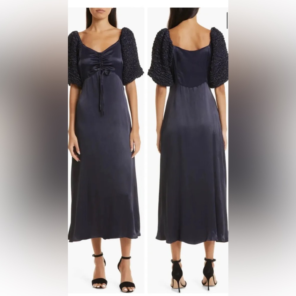 byTimo Ruched Sleeve Satin Crepe Gown